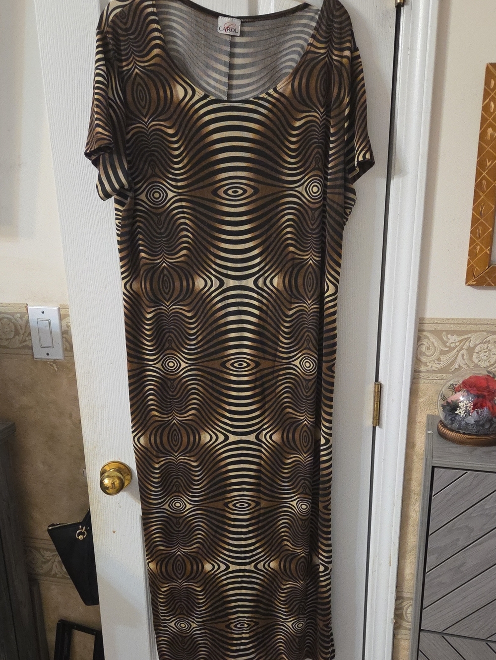Women’s Geometric Brown & Black Maxi Dress